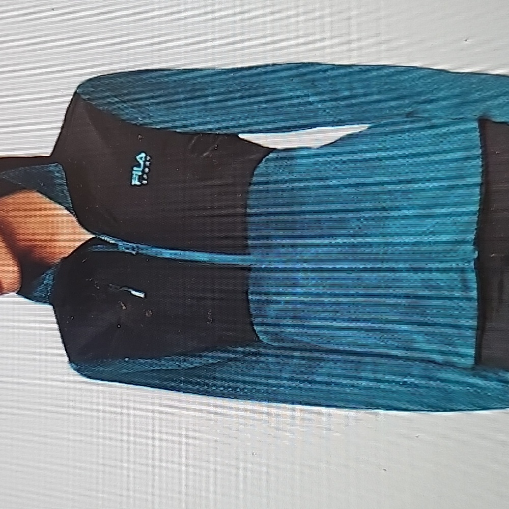 Fila Sport Teal Green Black Fuzzy Fleece Full Zip Jacket Women's Size Medium